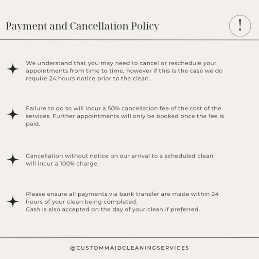 Payment and Cancellation Policy